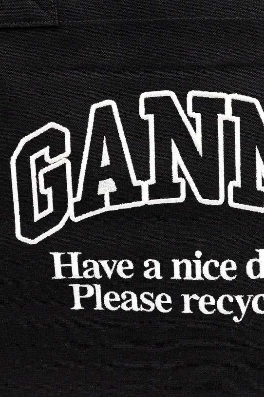 GANNI torebka bawełniana Shopper XXL Contrasted Logo czarny A6680