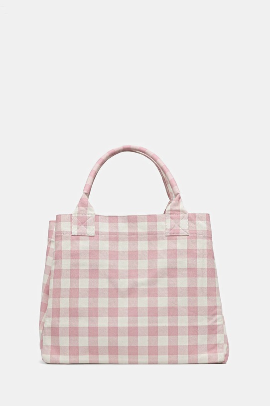 Akcesoria GANNI torebka bawełniana Shopper XXL Pocket Vichy A6894 różowy