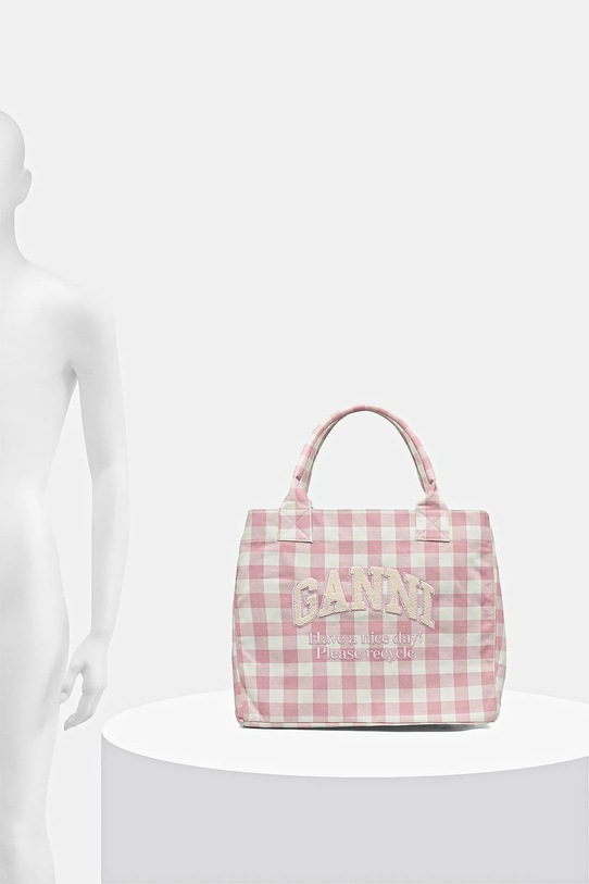 GANNI borsa a mano in cotone Shopper XXL Pocket Vichy A6894