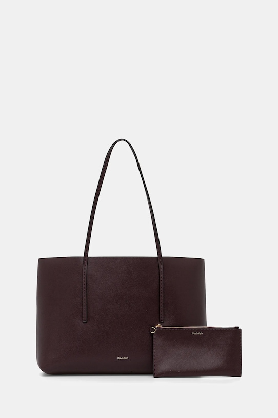 Kabelka Calvin Klein hladký hnědá LV04F3274G