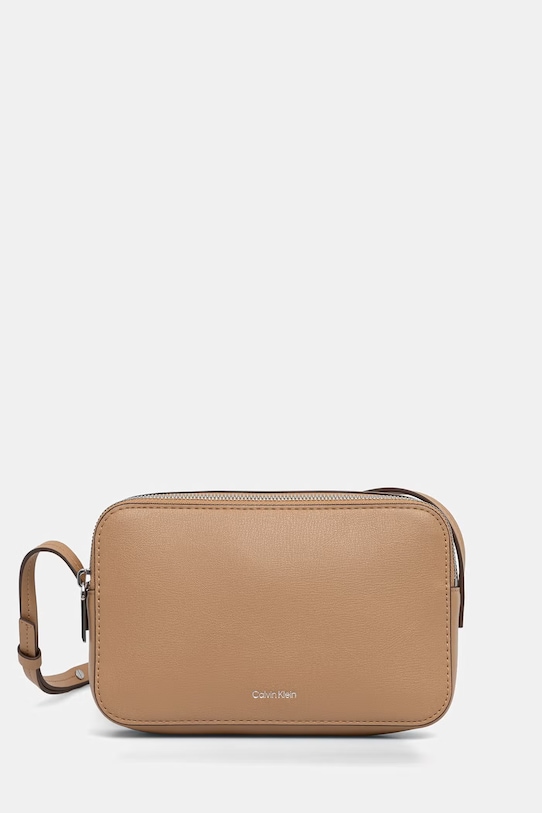 Calvin Klein geantă crossbody pentru femei, cu imitație de piele bej LV04F3276G