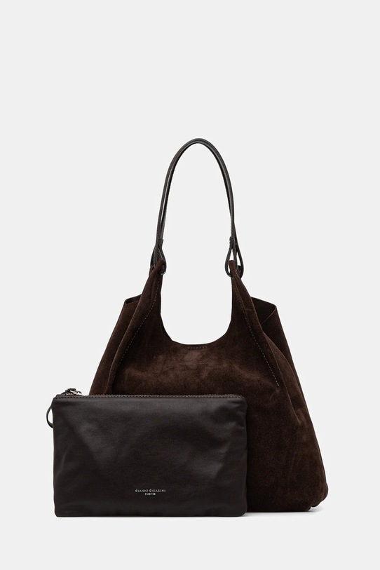 Gianni Chiarini geantă de mână din piele întoarsă DUA uni maro BS.9780.CM