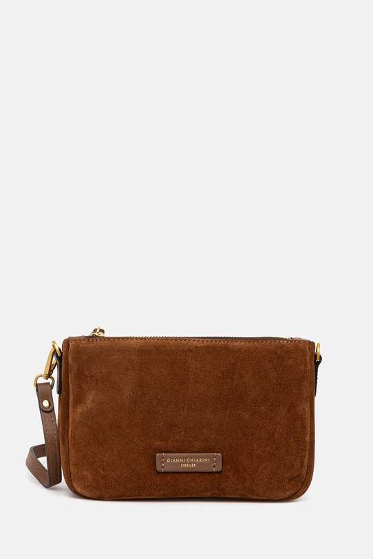 Gianni Chiarini torebka zamszowa NORA POUCH nie mieści A4 brązowy BS.10224.CM