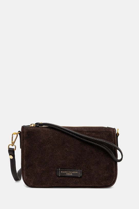 Gianni Chiarini torebka zamszowa NORA POUCH nie mieści A4 brązowy BS.10224.CM