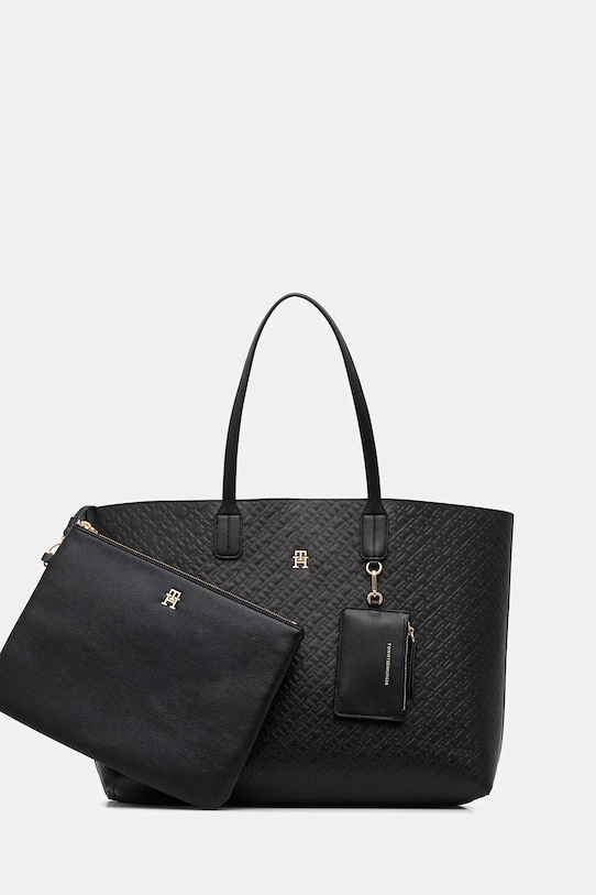 Двусторонняя сумочка Tommy Hilfiger узор чёрный AW0AW17687
