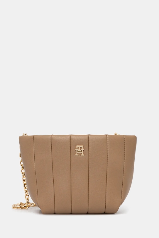 Τσάντα Tommy Hilfiger απομίμηση λείου δέρματος μπεζ AW0AW17690