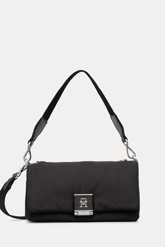 Τσάντα Tommy Hilfiger απλικέ μαύρο AW0AW17725