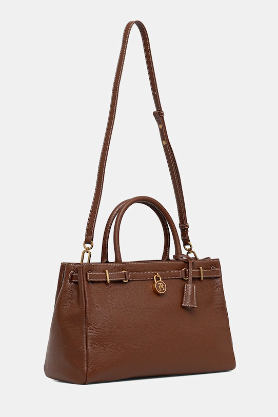 Δερμάτινη τσάντα Tommy Hilfiger AW0AW17925 καφέ AW25