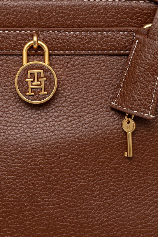Δερμάτινη τσάντα Tommy Hilfiger καφέ AW0AW17925