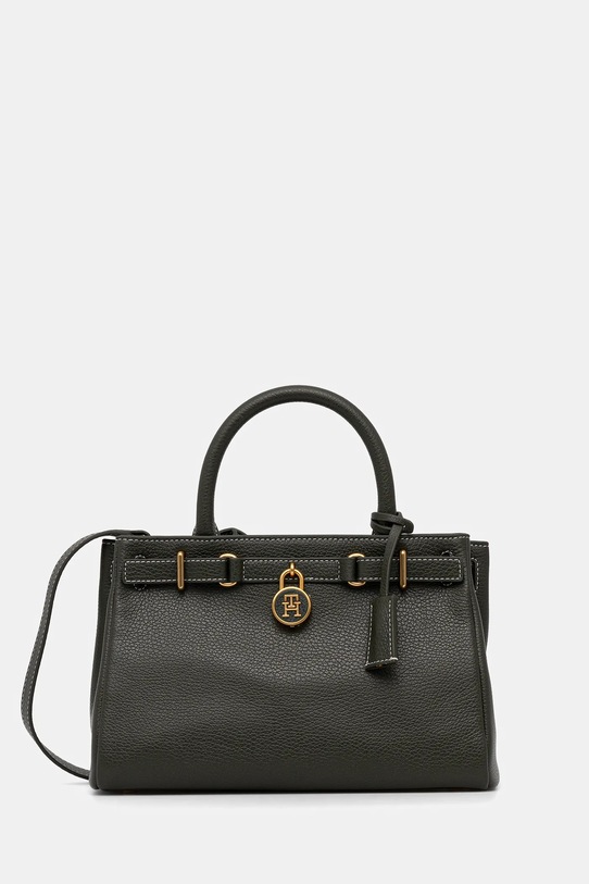 Tommy Hilfiger torebka skórzana skóra licowa zielony AW0AW17926