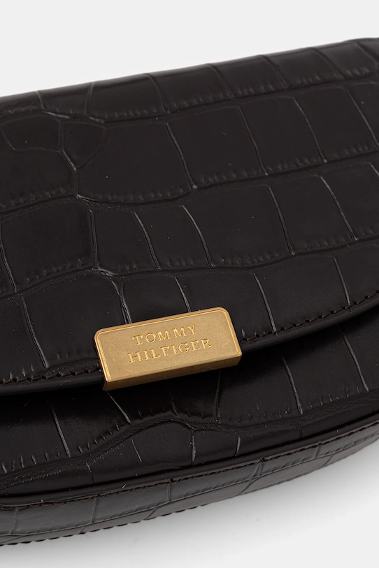 Kožená kabelka Tommy Hilfiger hnědá AW0AW18203