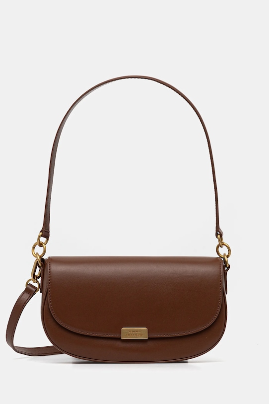 Δερμάτινη τσάντα Tommy Hilfiger λείο δέρμα καφέ AW0AW18204