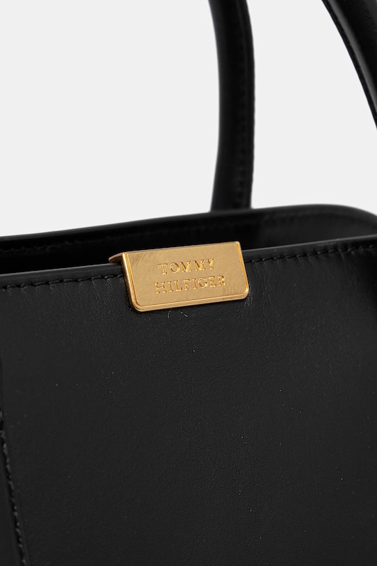 Δερμάτινη τσάντα Tommy Hilfiger μαύρο AW0AW18205