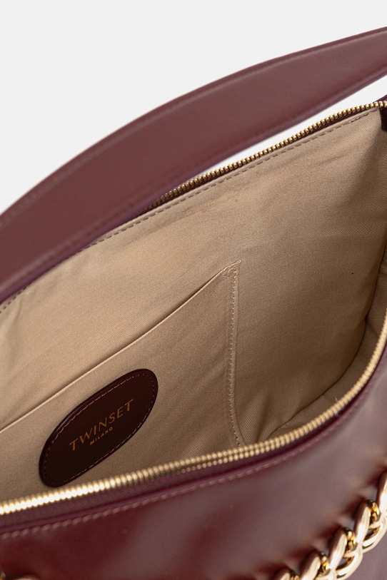 Twinset torebka skórzana bordowy 252TB7161