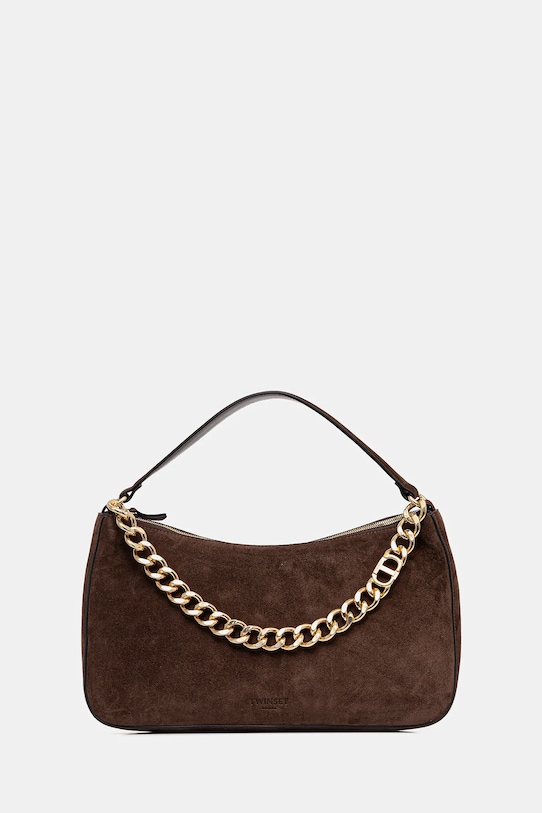 Twinset torebka zamszowa nie mieści A4 brązowy 252TB7162