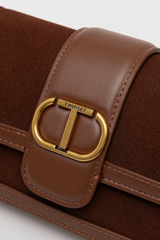 Twinset borsa a mano in pelle marrone 252TD8371