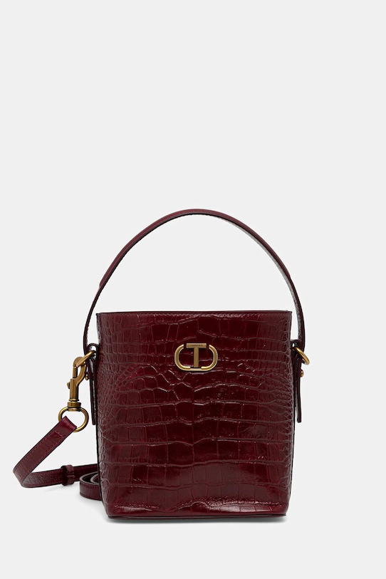 Δερμάτινη τσάντα Twinset λείο δέρμα μπορντό 252TD8257