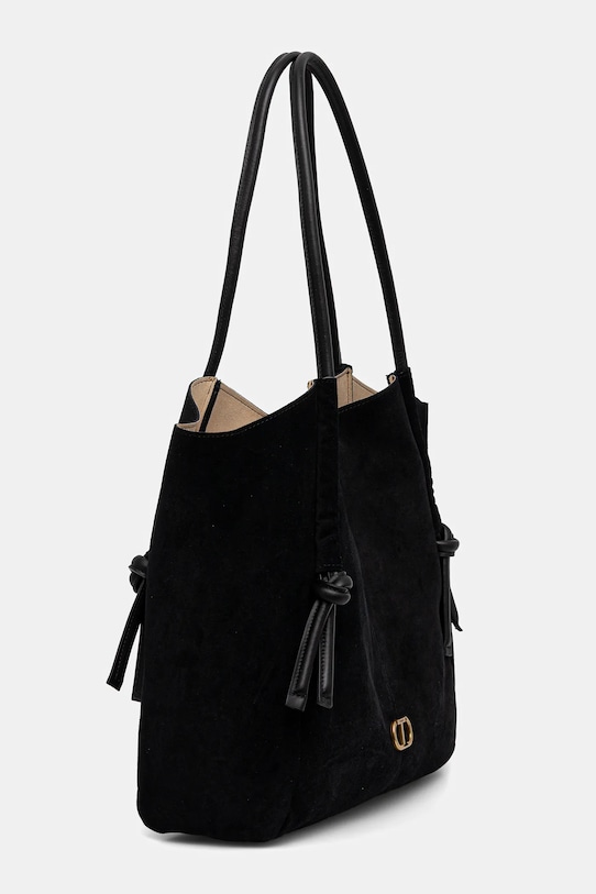 Twinset geantă de mână din piele întoarsă 252TD8350 negru AW25