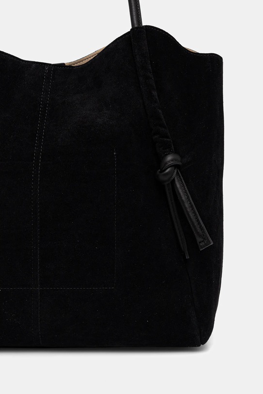 Accesorii Twinset geantă de mână din piele întoarsă 252TD8350 negru