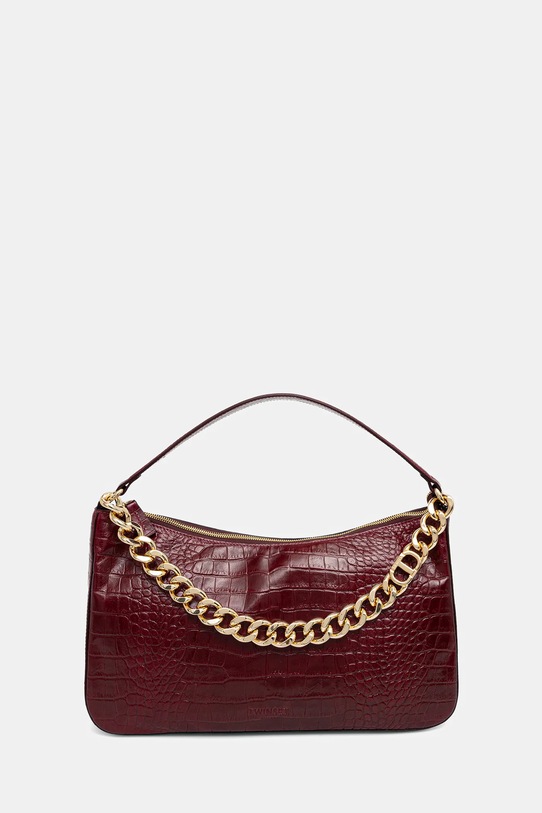 Twinset torebka skórzana skóra licowa bordowy 252TD8252