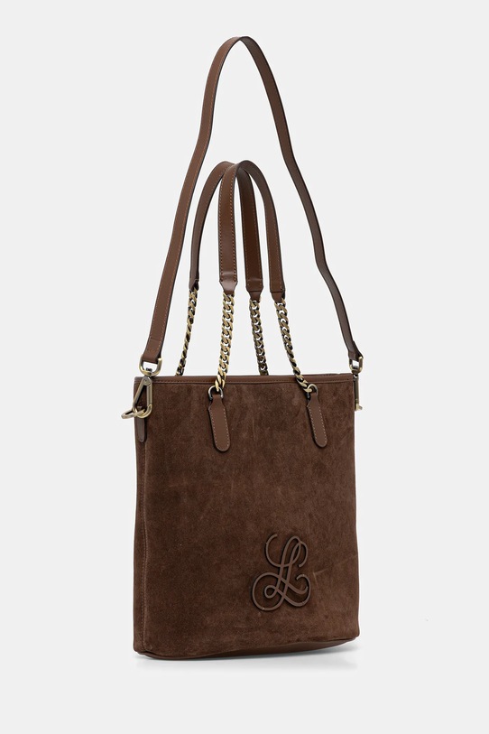 Luisa Spagnoli geantă de mână din piele întoarsă 542512.LS maro AW25