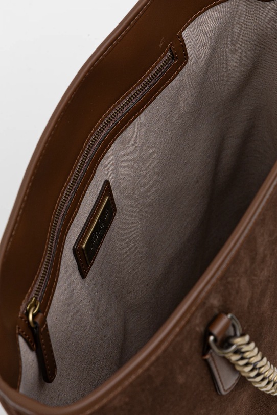 Luisa Spagnoli geantă de mână din piele întoarsă 542512.LS maro