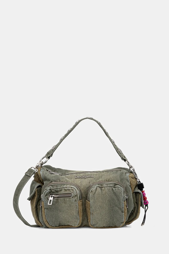 Desigual torebka jeansowa BRAVO HYBRID DENIM HAB nie mieści A4 zielony 25WAXD03