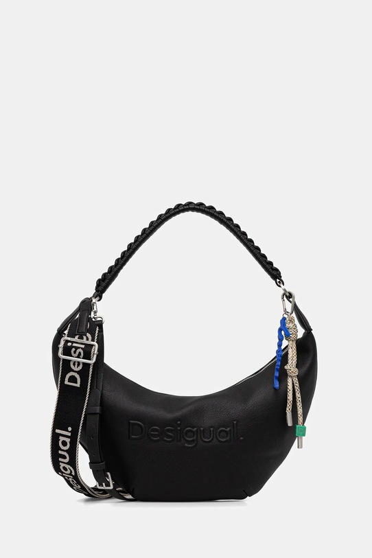 Desigual torebka HALF LOGO ZANTE BLACK nie mieści A4 czarny 25WAXP52