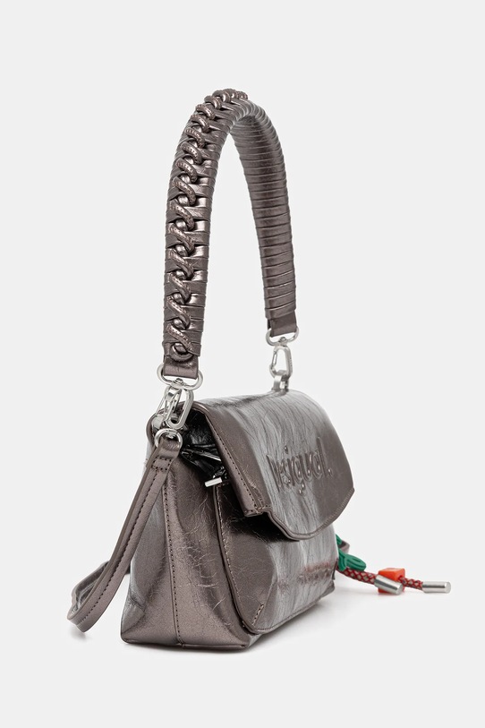 Desigual torebka HALF LOGO TROKEL DARK SILVE 25WAXPAQ srebrny AW25