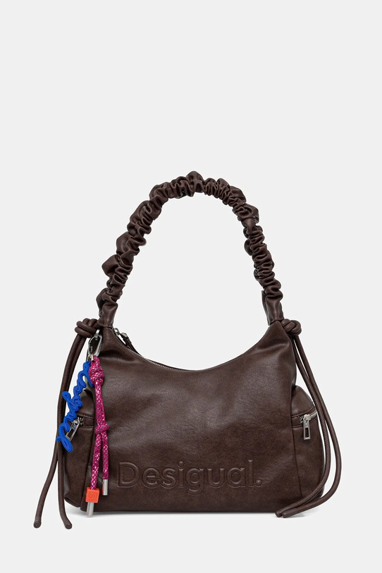 Desigual torebka HALF LOGO MONTVIL nie mieści A4 brązowy 25WAXPAY