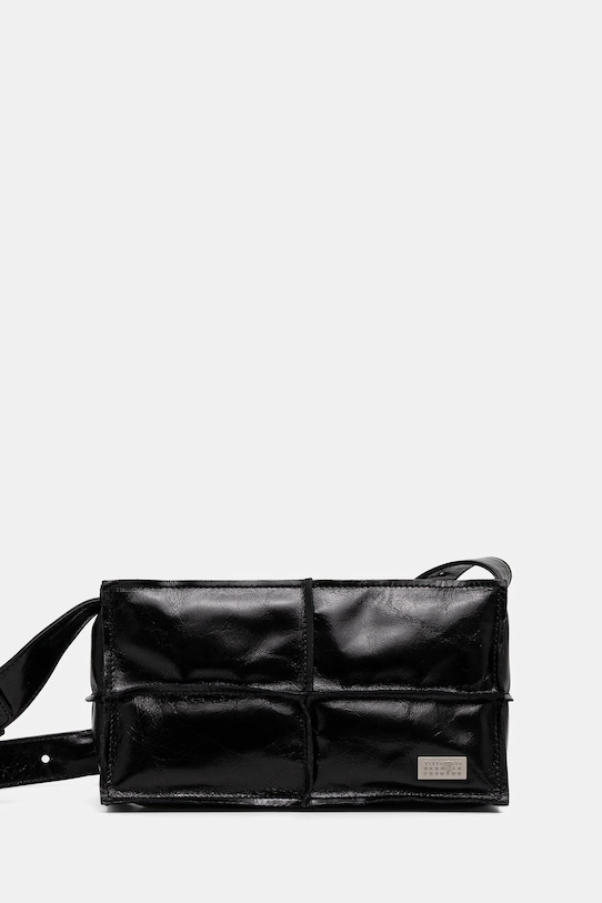 Δερμάτινη τσάντα MM6 Maison Margiela λείο δέρμα μαύρο SB5WD0031.P8490.T8013