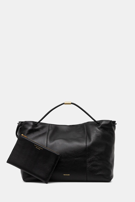 Δερμάτινη τσάντα Trussardi λείο δέρμα μαύρο Z616E005993N
