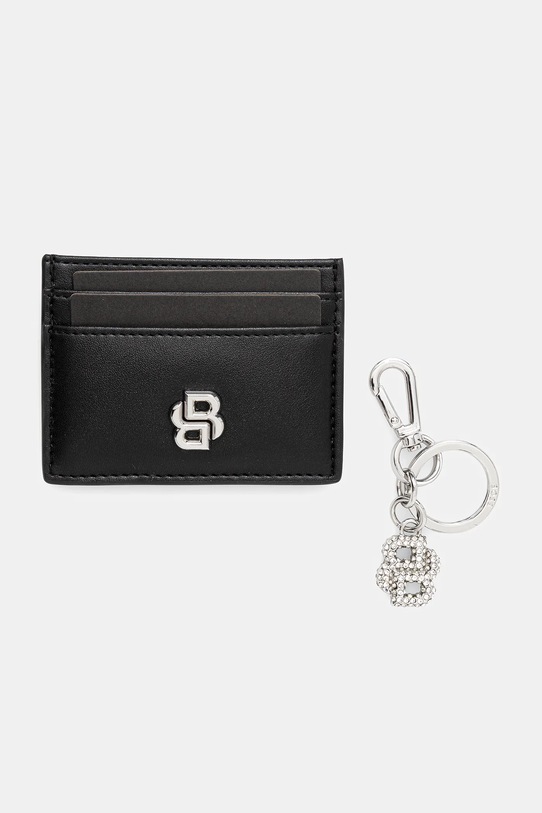 Puzdro na karty + kľúčenka BOSS nášivka čierna 50552247
