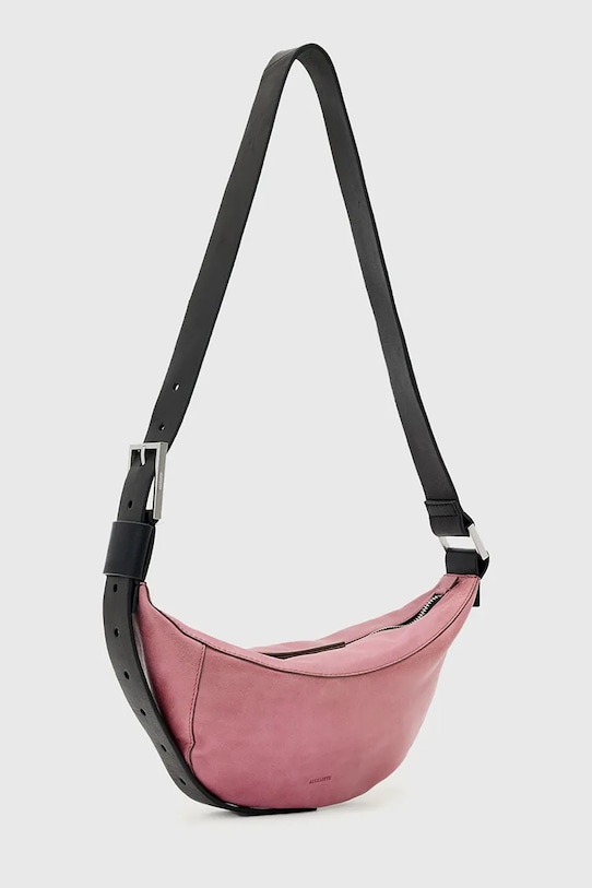 Accesorii AllSaints geantă croissant de damă din piele LUNA W192XD roz