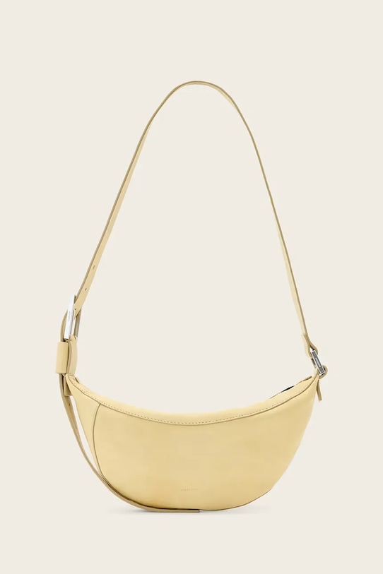 AllSaints Τσάντα κρουασάν γυναικεία δερμάτινη LUNA κίτρινο W192XD