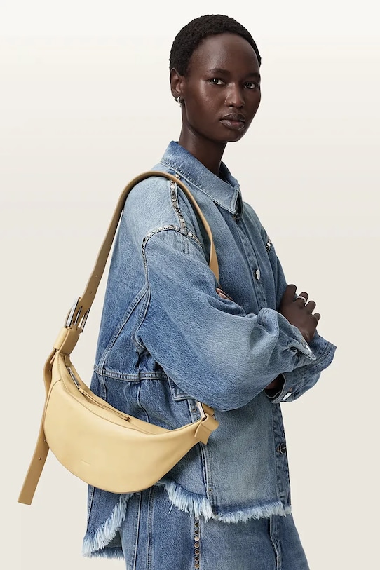 AllSaints Τσάντα κρουασάν γυναικεία δερμάτινη LUNA W192XD