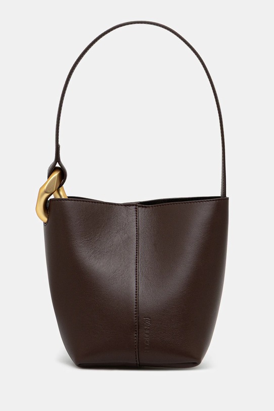 Кожена чанта JW Anderson The Jwa Corner Small Bucket изчистен кафяв HB0740.LA0232