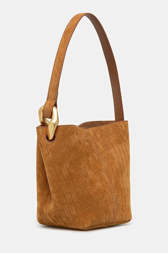 JW Anderson geantă din nubuck The Jwa Corner Small Bucket HB0740.LA0375 maro AW25