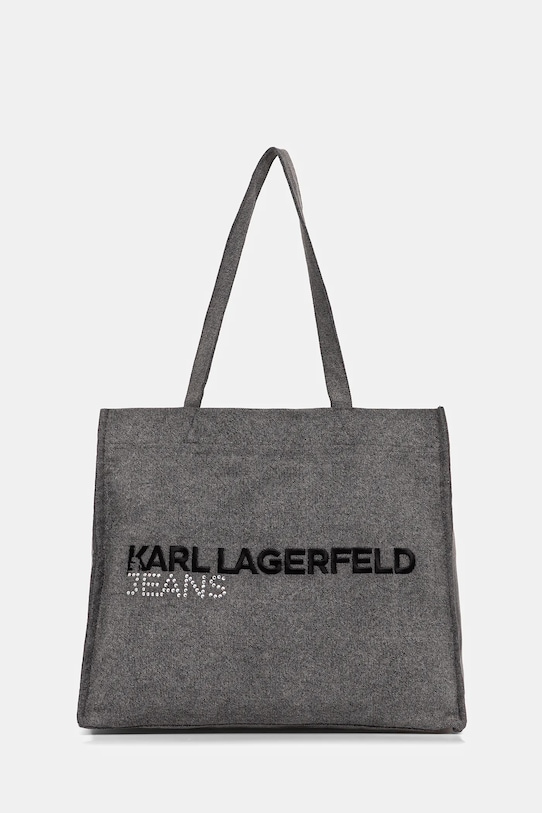 Джинсова сумка Karl Lagerfeld Jeans аплікація сірий A4W50040