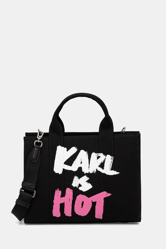 Karl Lagerfeld torebka bawełniana Karl Lagerfeld x Paris Hilton nie mieści A4 czarny A4W50075