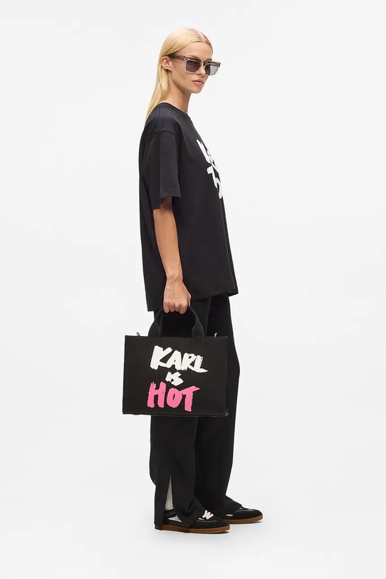 Karl Lagerfeld torebka bawełniana Karl Lagerfeld x Paris Hilton A4W50075 czarny