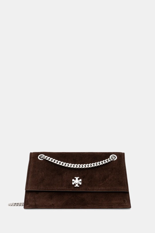 Шкіряна сумочка Tory Burch Kira Turnlock Suede замша коричневий 169176.200