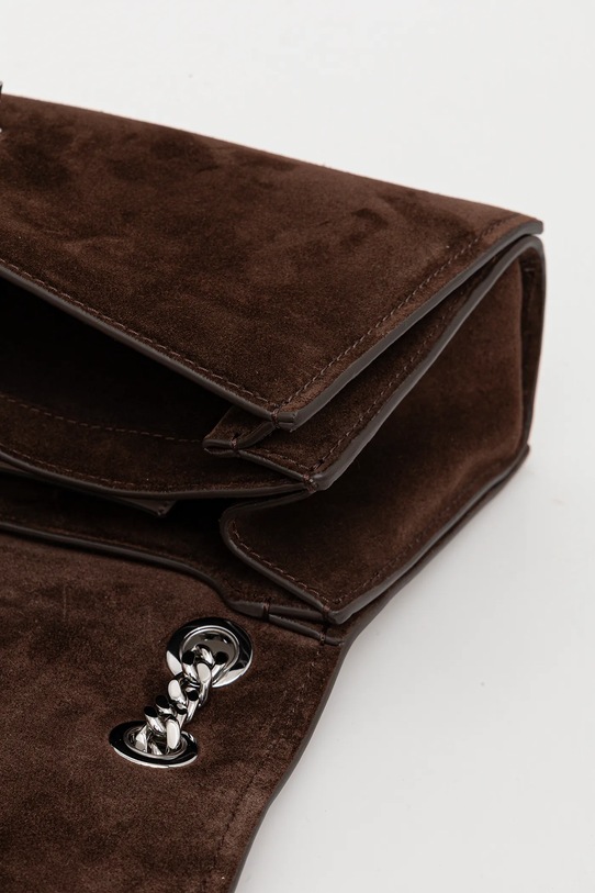 Шкіряна сумочка Tory Burch Kira Turnlock Suede 169176.200 коричневий
