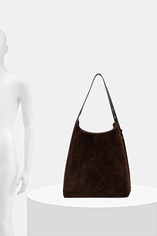 Τσάντα σουέτ Tory Burch Romy Suede Hobo Bag 175320.201 καφέ