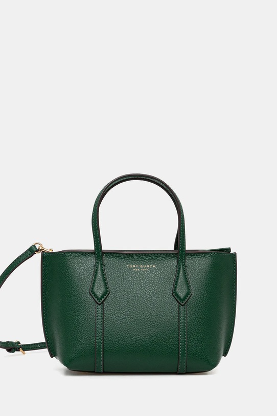 Usnjena torbica Tory Burch Perry Mini Tote Ne ustreza A4 zelena 177399.300