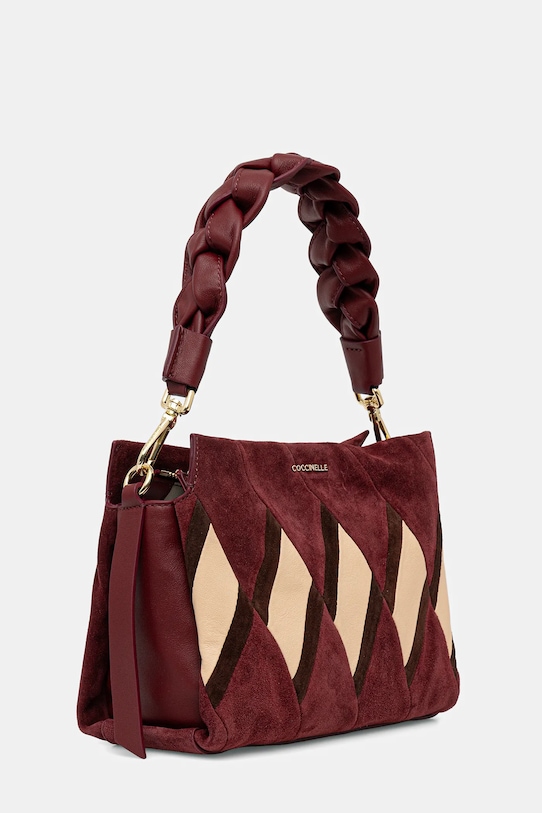 Semišová kabelka Coccinelle BOHEME NEW GEOMET.PATCH E1.T66.58.01.01 burgundské AW25