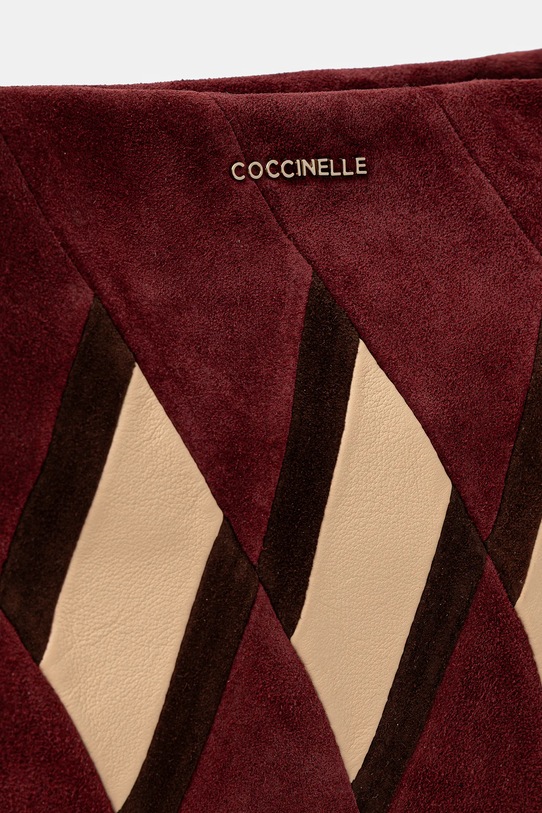 Semišová kabelka Coccinelle BOHEME NEW GEOMET.PATCH burgundské E1.T66.58.01.01