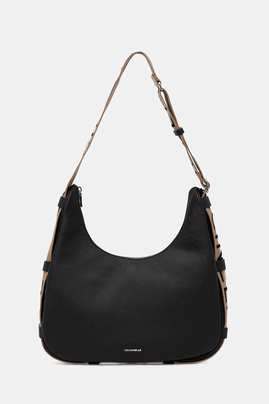 Kožená kabelka Coccinelle RAQUEL nášivka černá E1.SQ0.13.01.01