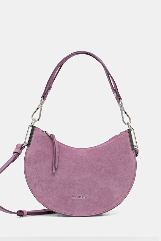 Coccinelle torebka zamszowa nie mieści A4 fioletowy E1.QKG.13.03.01