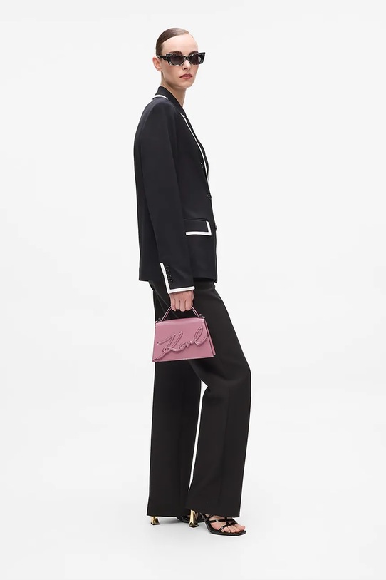 Δερμάτινη τσάντα Karl Lagerfeld A4W30033 ροζ